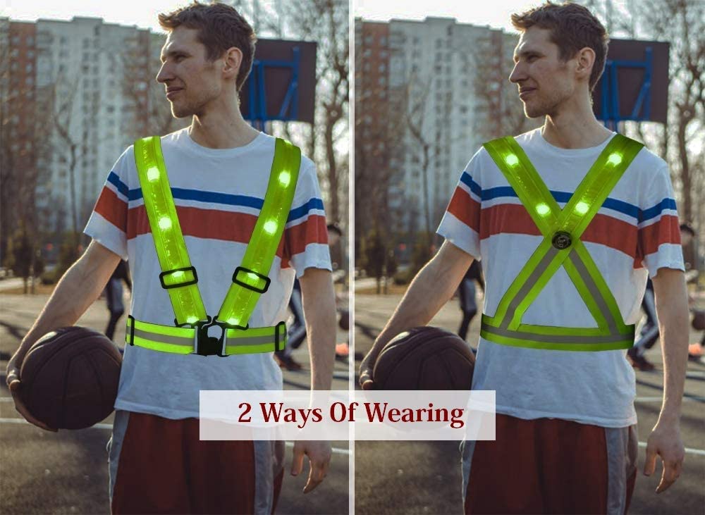 LED Reflective Running Vest Adjustable Elastic Safety Gear Accessories Reflective Safety Clothing1 2