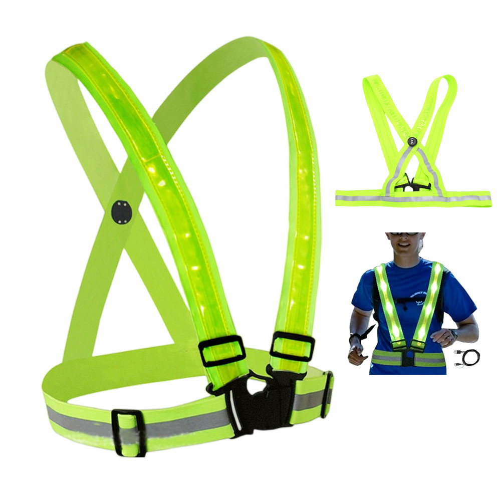 LED Reflective Running Vest Adjustable Elastic Safety Gear Accessories Reflective Safety Clothing1 4