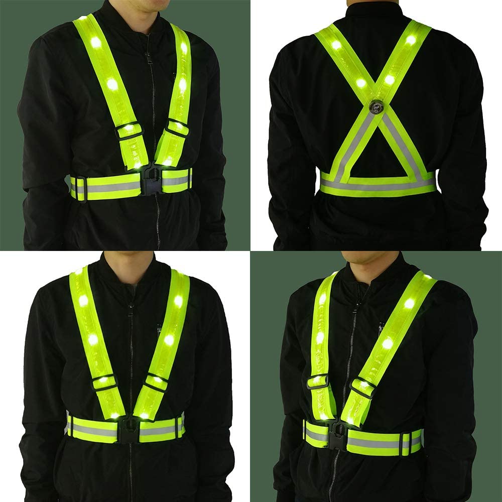 LED Reflective Running Vest Adjustable Elastic Safety Gear Accessories Reflective Safety Clothing1 3