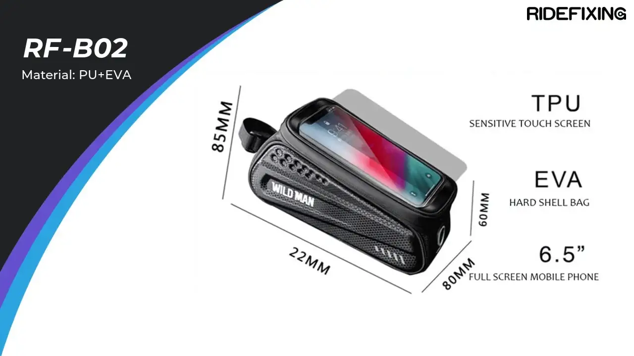 WILD MAN 6.2 Inch Waterproof Bicycle Front Tube Bag Bike Touch Screen Phone Case Bag Bike Top Tube Bag Cycling Accessories3 1