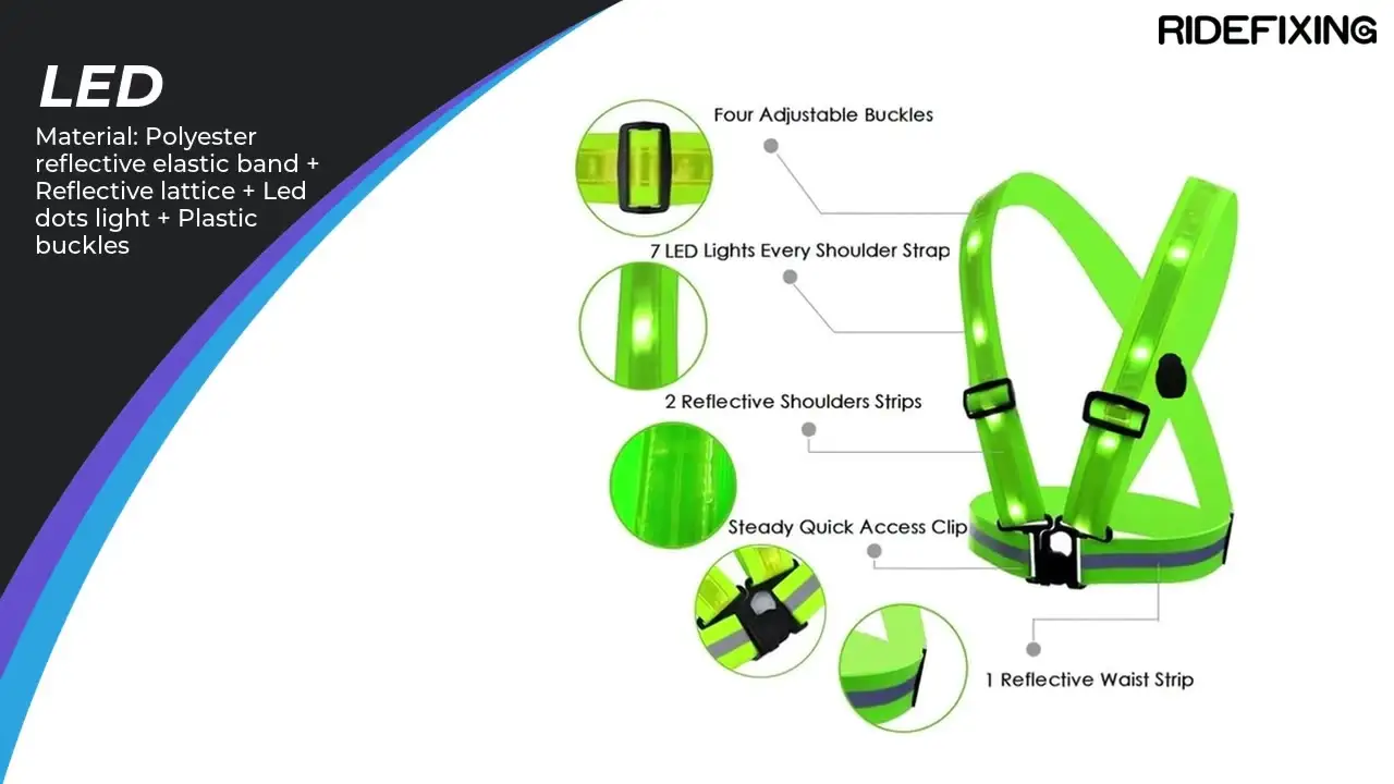 LED Cycling Vest High Visibility Outdoor Running Cycling Reflective Safety Vest Adjustable Elastic Strap Riding Reflective Belt1 1