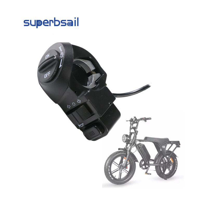 OUXI V8 Electric Bicycle 3 in 1 Switch Turn Signal Headlamp Horn Power Control Switch E Bike Spare Parts-OXV8-6 3