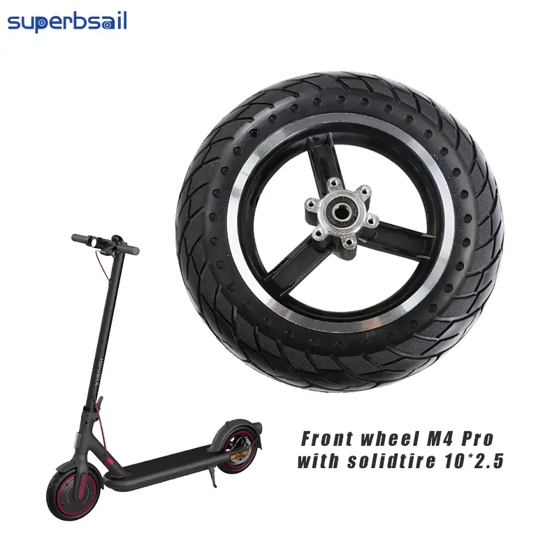 Front Wheel M4 Pro with Solid Tire 10*2.5 for E Scooters Tire Replace for Two Wheel Smart Balance E Scooter-KM-24B1 1