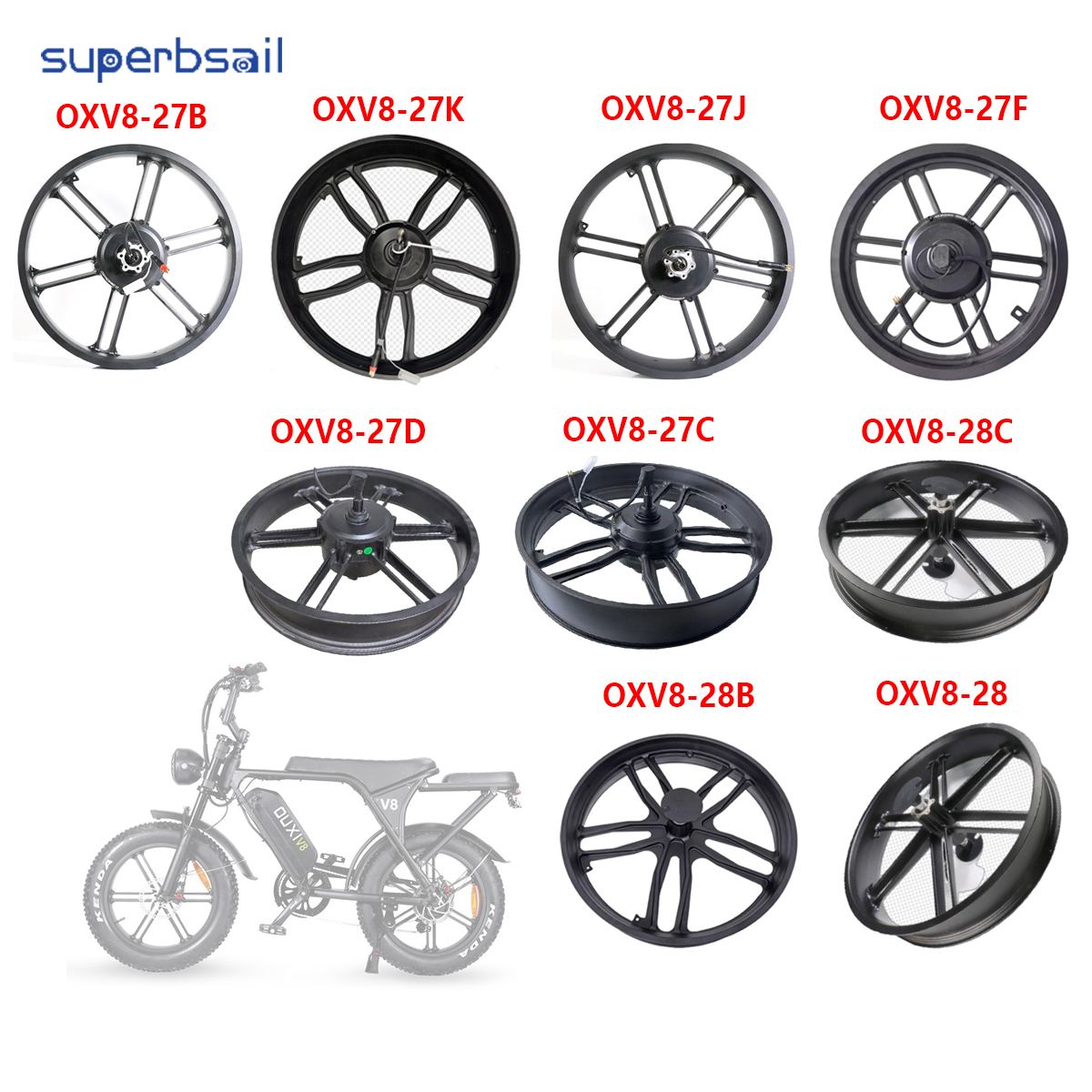 OUXI V8 20 Inch Motor 48V 500W Electric Bicycle Part Fat Bike V8 Hub Motor with Wheel OUXI Ebike Parts-OUXI Motors1 3