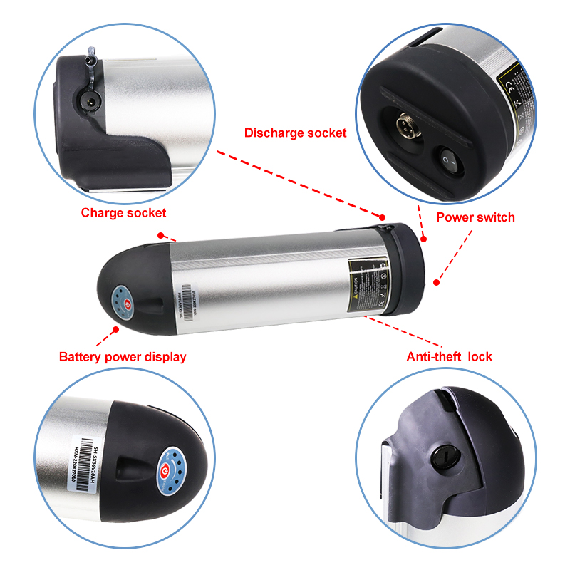 X-go 36V 10Ah E Bike Battery 48V Pack Bottle Battery Dor 250W 350W 500W Motor 18650 Cell E-Bike Battery With Charger1 5