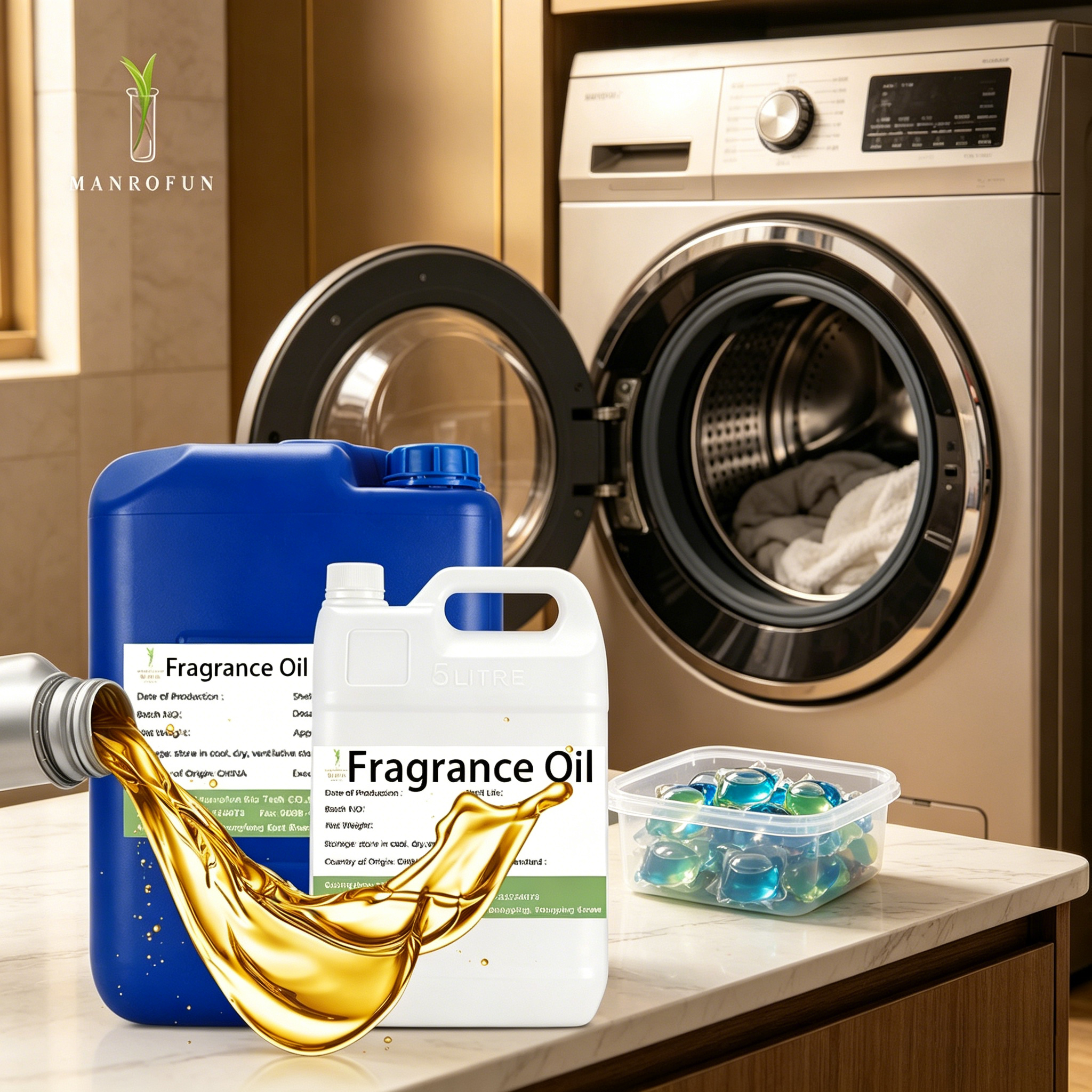Aceite aromático soluble en agua para perlas de lavandería 1