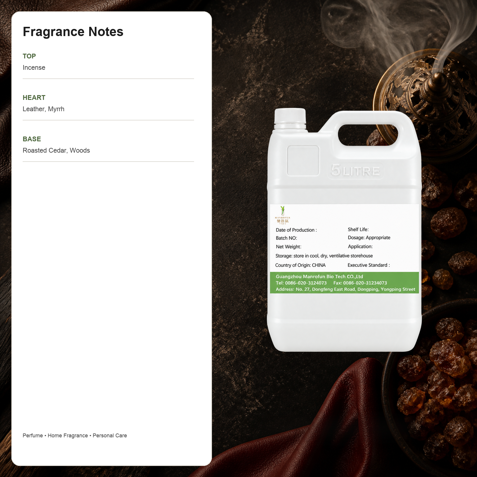 Leather Incense Myrrh Perfume Oil with a Roasted Cedar Finish 2