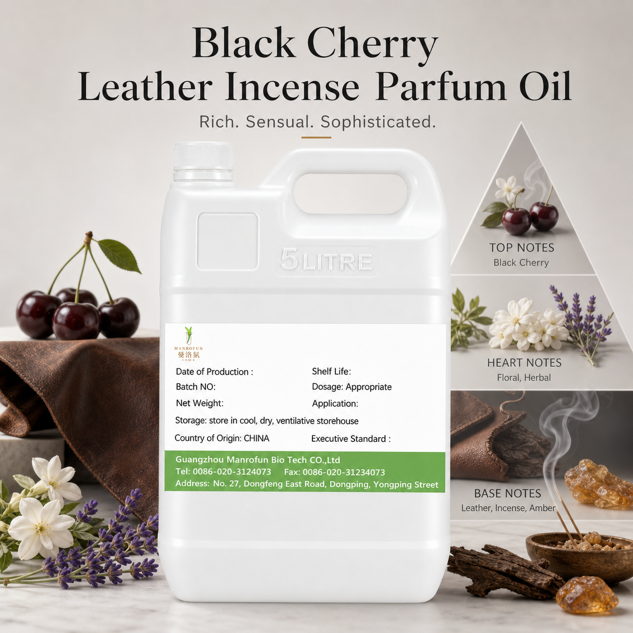 Black Cherry Leather Incense Perfume Fragrance Oil for Extrait & Roll-On OEM Private Label Supply 2