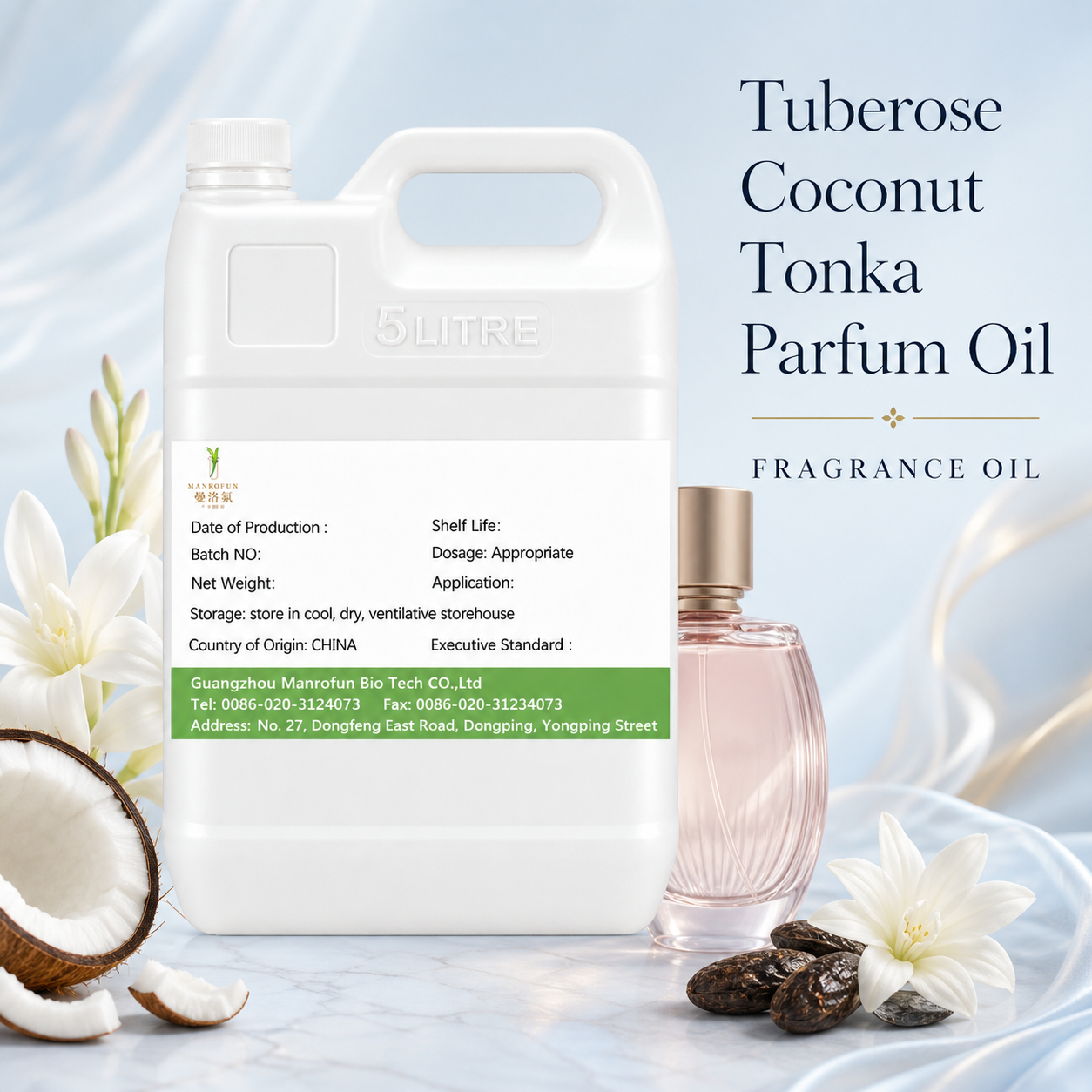 Huile de parfum crémeuse tubéreuse, noix de coco et tonka en gros — Marque privée OEM pour extrait et roll-on 1