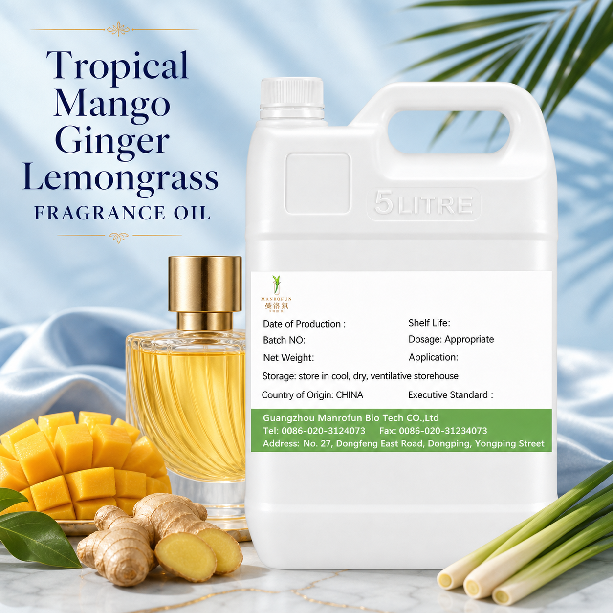 Tropical Mango Ginger Lemongrass | Premium Fragrance Oil for EDP & Body Mist | OEM Manufacturer 1
