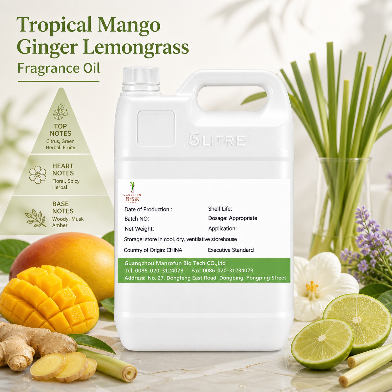 Tropical Mango Ginger Lemongrass | Premium Fragrance Oil for EDP & Body Mist | OEM Manufacturer 2