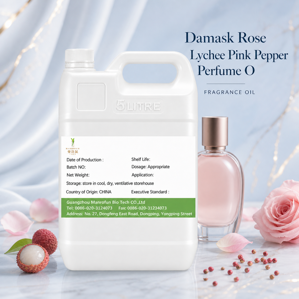 Rosa de Damasco, lichi y pimienta rosa | Aceite aromático premium para EDP y roll-on | Fabricante OEM 1