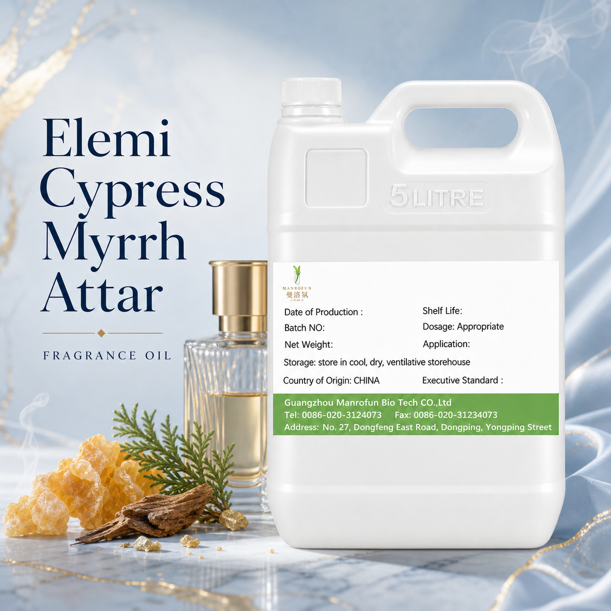 Elemi, Cypress & Myrrh Attar Concentrate — Tailored for Extrait and Roll-On Programs 1