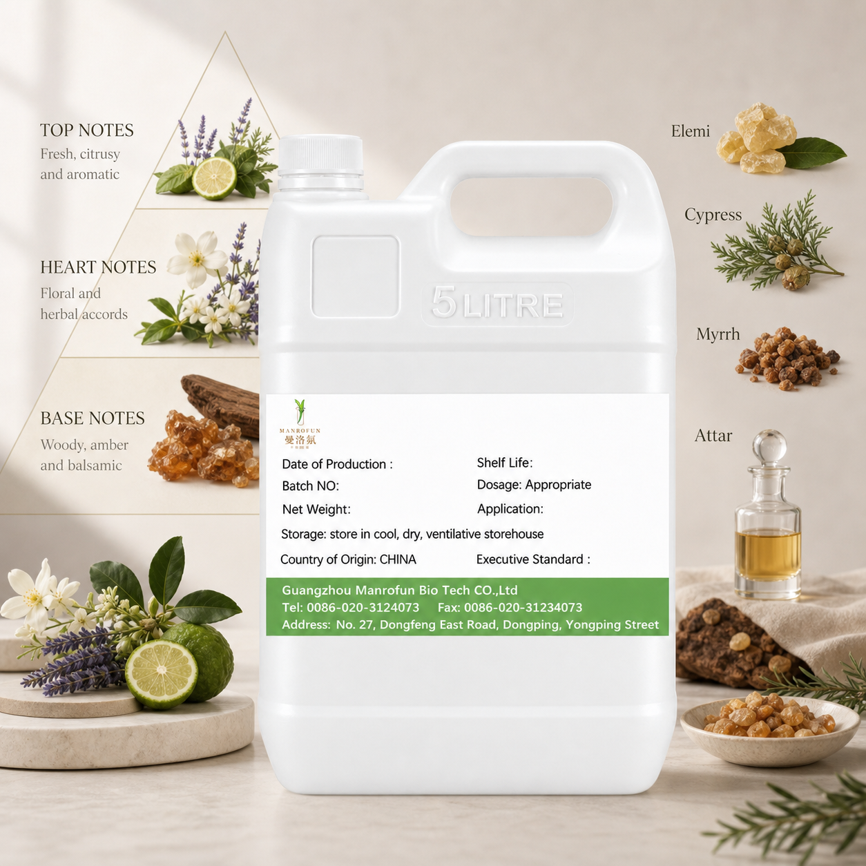 Elemi, Cypress & Myrrh Attar Concentrate — Tailored for Extrait and Roll-On Programs 2