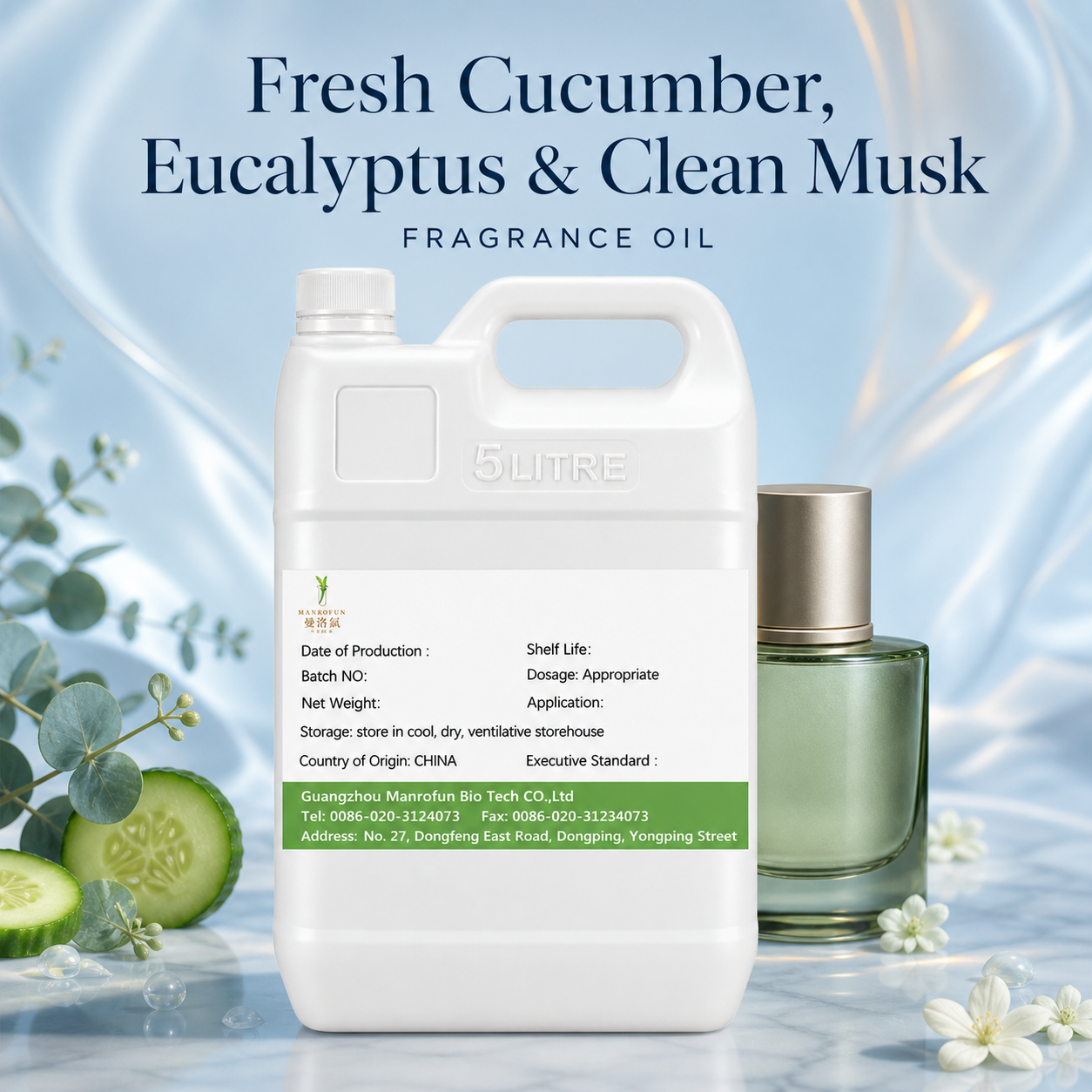 Cucumber Chill, Eucalyptus Air and Clean Musk Fragrance Concentrate for Bespoke Scent Programs 1
