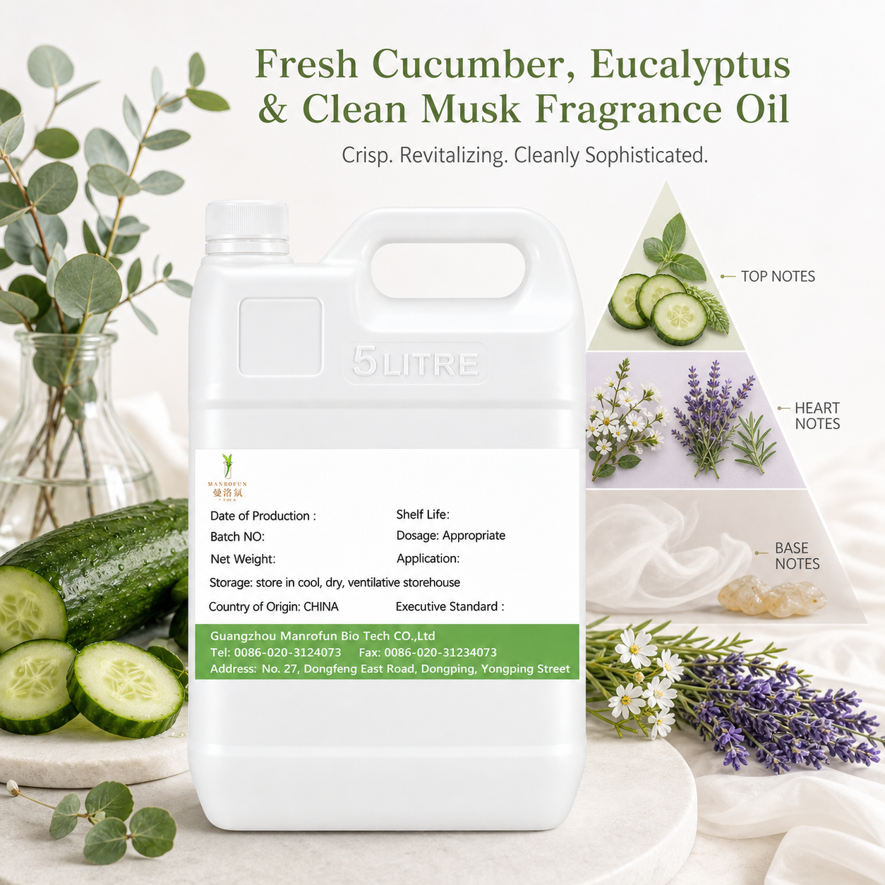 Cucumber Chill, Eucalyptus Air and Clean Musk Fragrance Concentrate for Bespoke Scent Programs 2