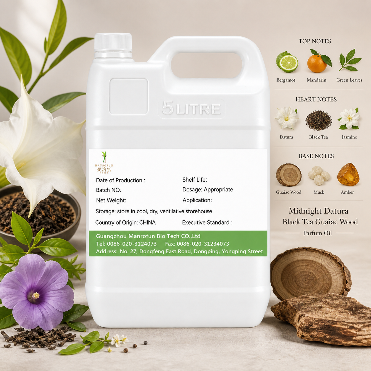 Huile parfumée nocturne de datura, thé noir et bois de gaïac — Conçue pour les collections d'extraits 2