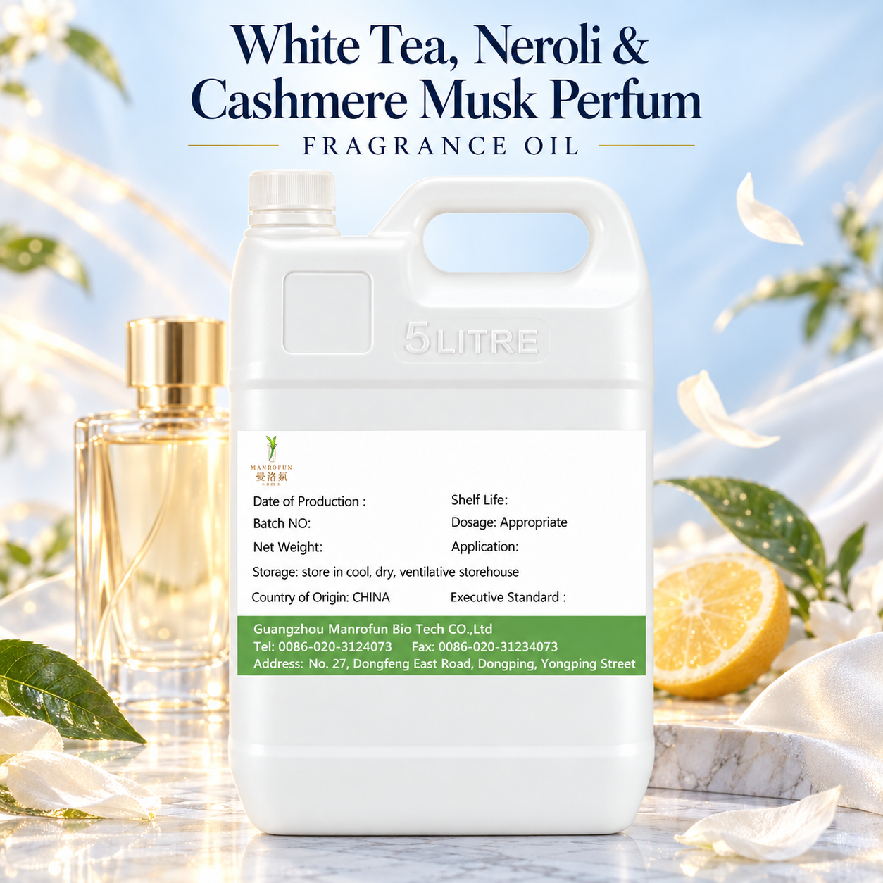 Aceite perfumado de té blanco, neroli y almizcle de cachemira para el desarrollo de EDP 1