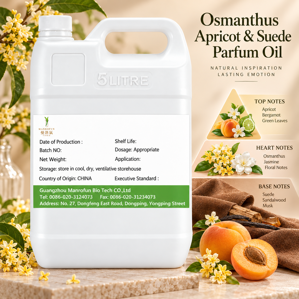 Samtiger Osmanthus, Aprikose &amp; Wildlederöl, kreiert für Eigenmarken-Parfumlinien 2