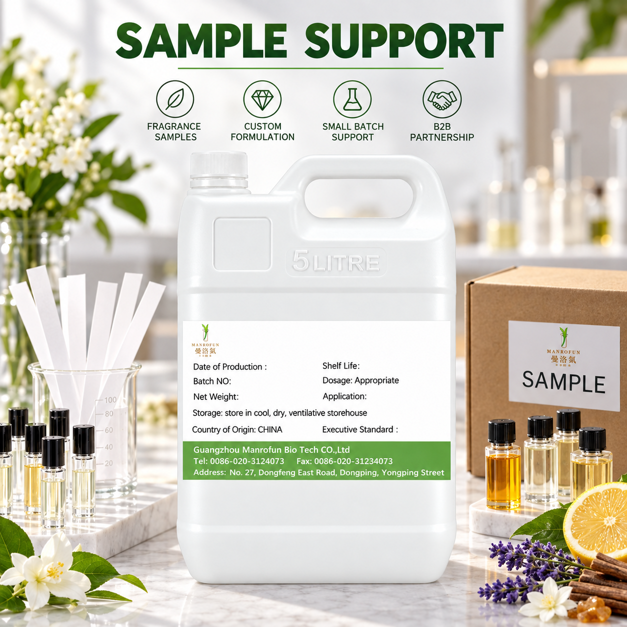 Mélange de cardamome verte, de bois de figuier et de vétiver pour programmes d'eaux de parfum sur mesure 4
