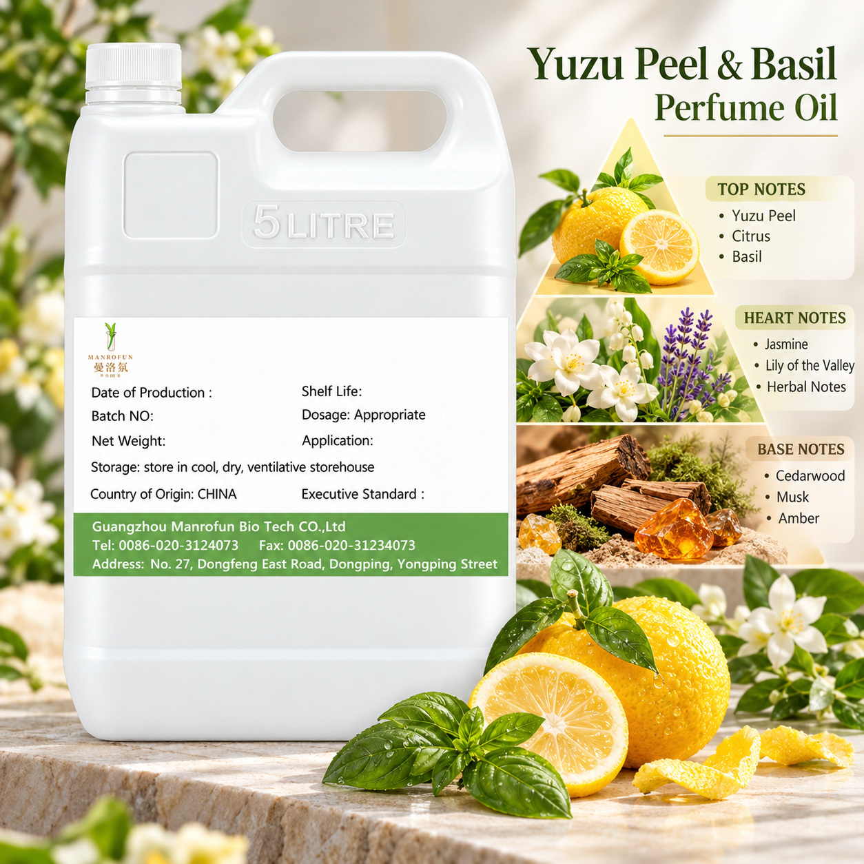 Yuzu Peel Basil Perfume Oil for EDP & Body Mist | Private Label 2