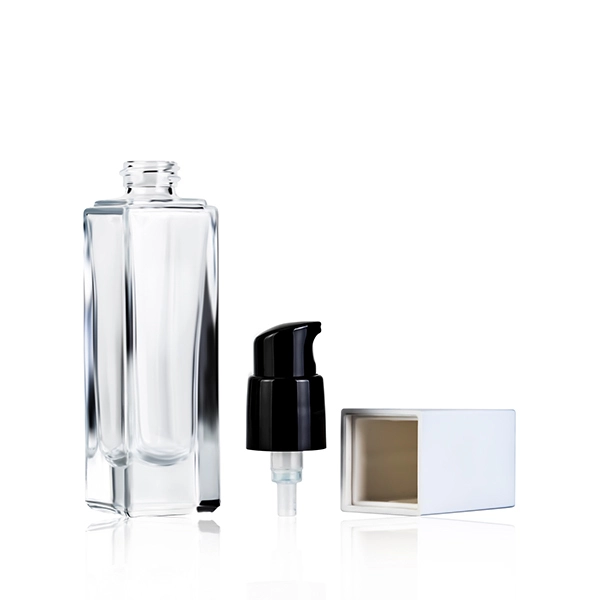 30ml Square Clear Glass Lotion Pump Bottle 1