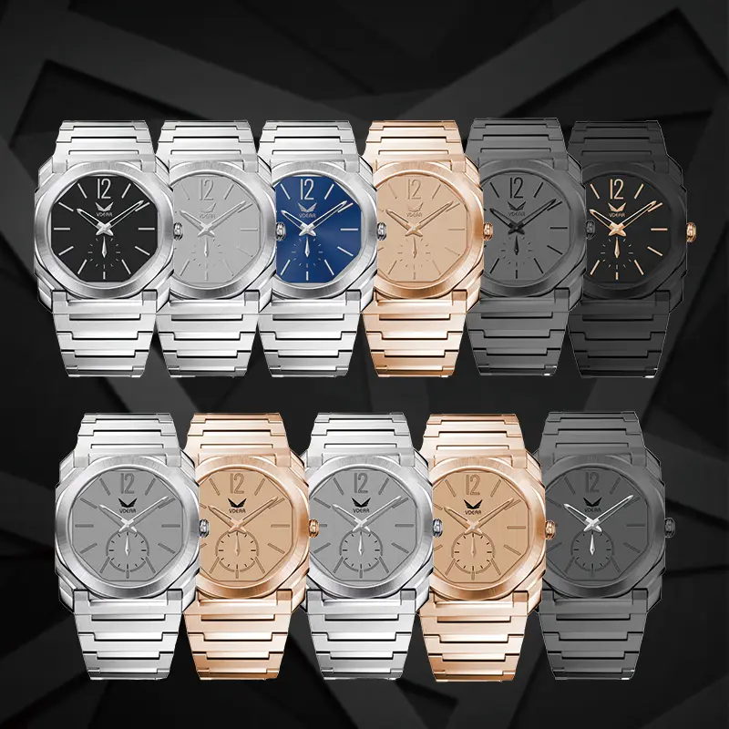 Stainless Steel Men's Watch with Hollow Dial & Octagon Case 5