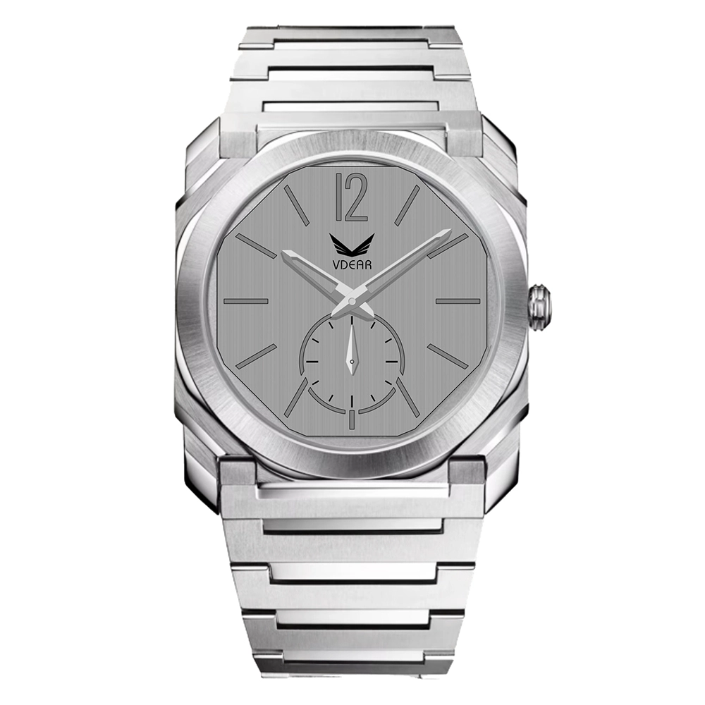 Hollow Dial Stainless Steel Men Watch, Octagon Cause Wear Watch 1