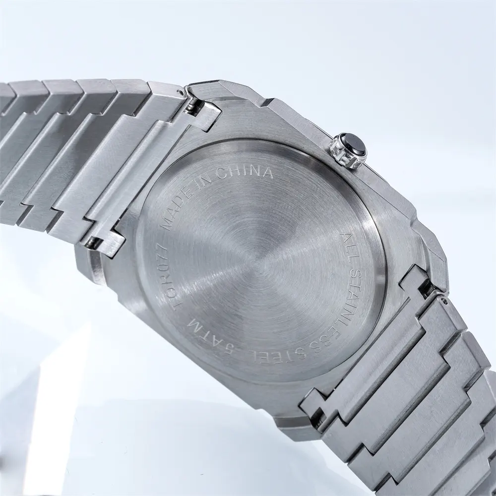 Stainless Steel Men's Watch with Hollow Dial & Octagon Case 4