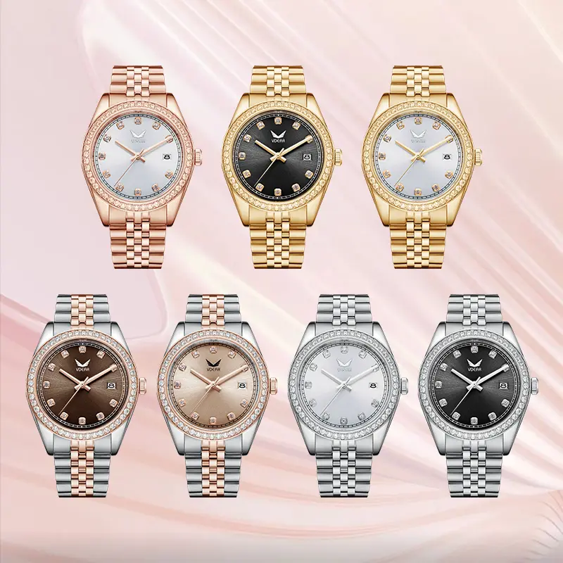 VDEAR 40mm Crystal Bezel Luxury Quartz Watch 5