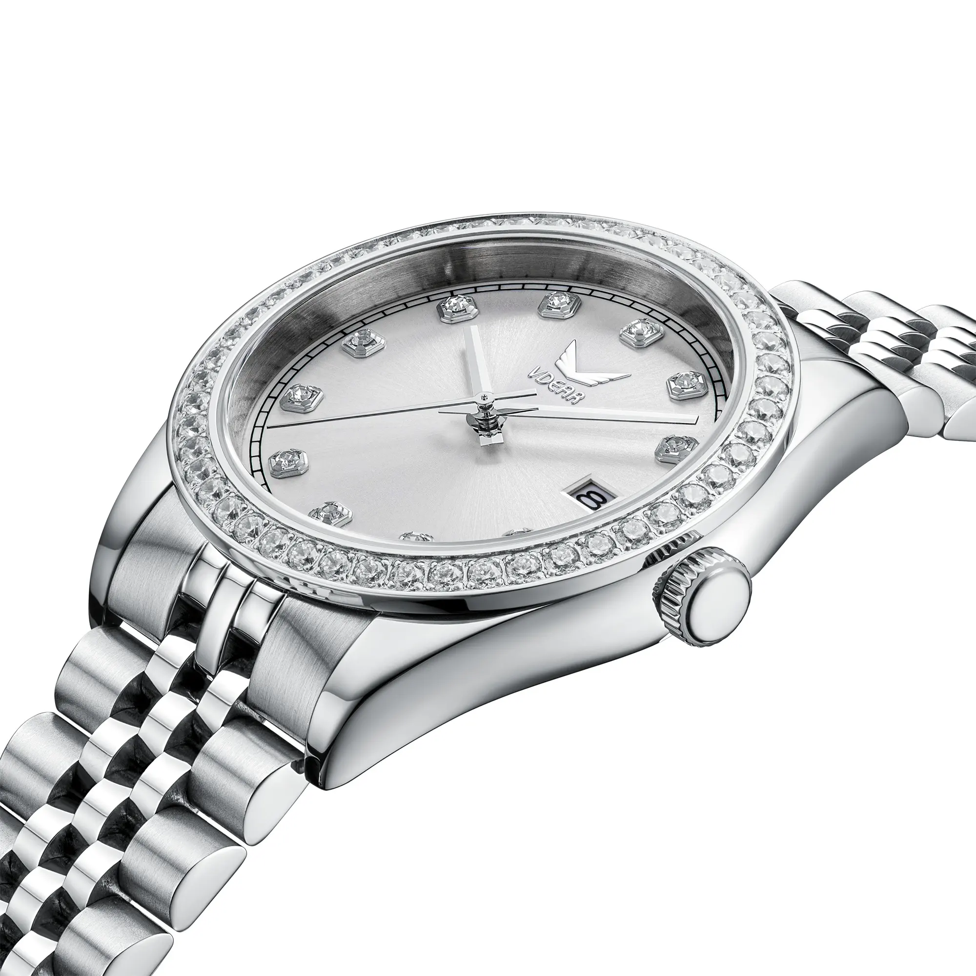 VDEAR 40mm Crystal Bezel Luxury Quartz Watch 3