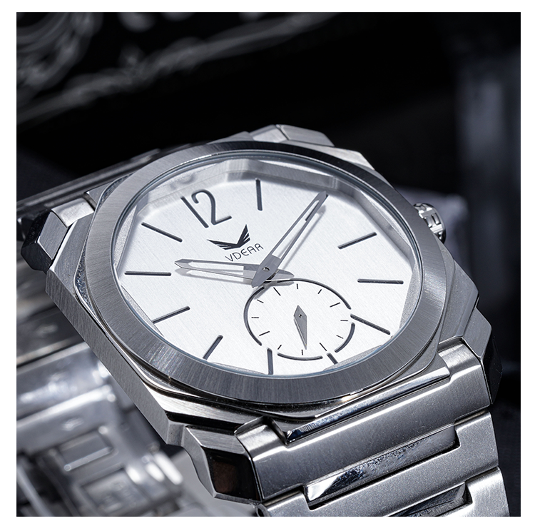 Sanded Dial Stainless Steel Watch For Men Ultra Thin Quartz Calendar Watch 8