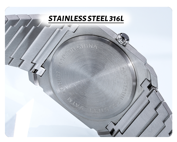 Sanded Dial Stainless Steel Watch For Men Ultra Thin Quartz Calendar Watch 14