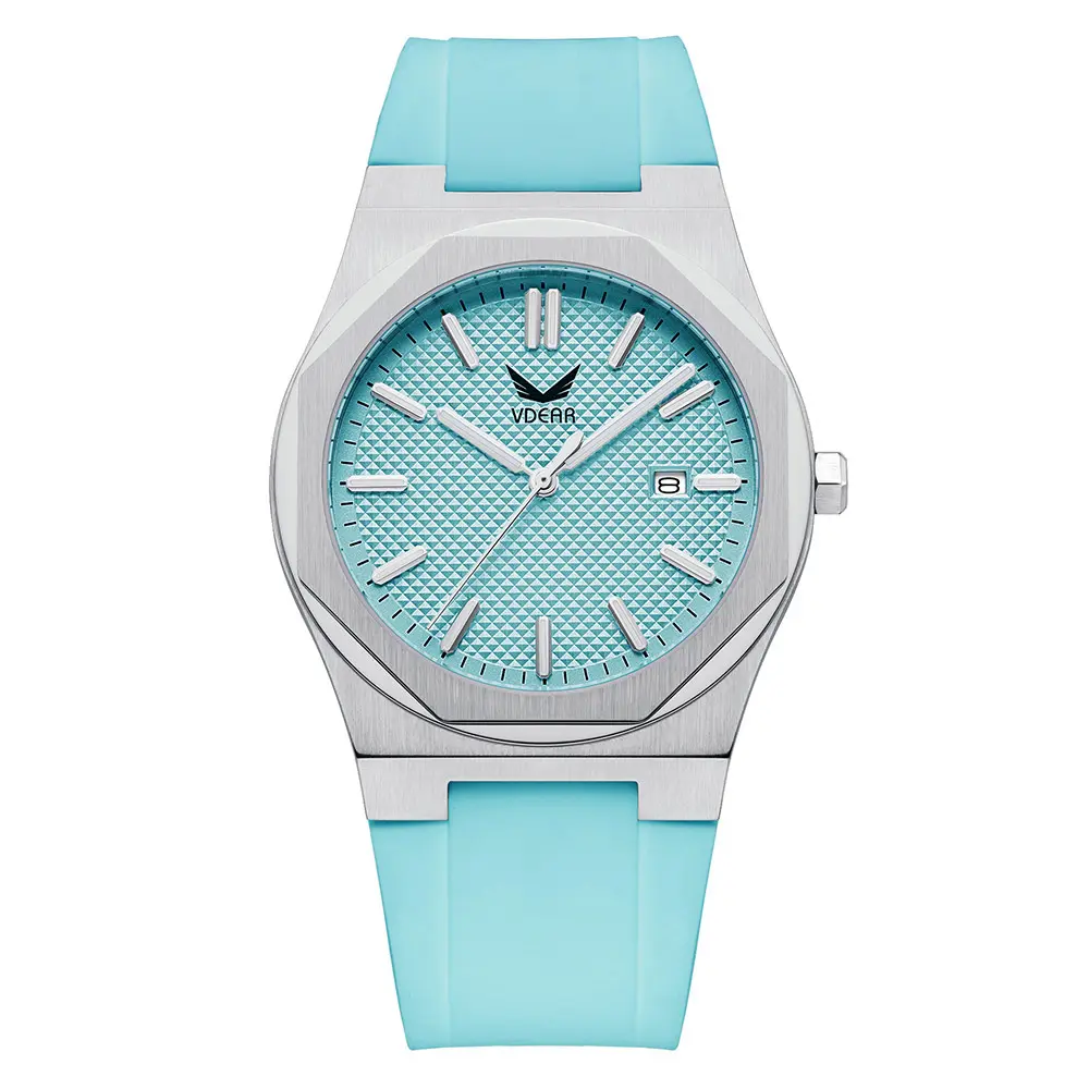 VDEAR Silicone Strap Quartz Watch - Luminous Hands, Calendar, Double Layer Bezel 2