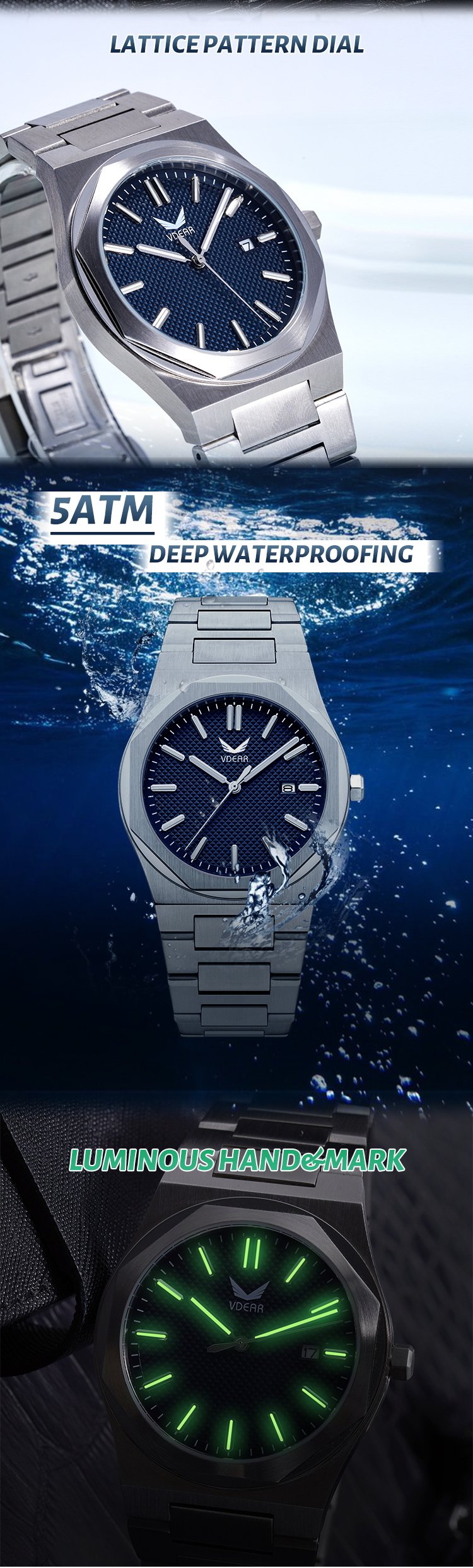 Vdear Champagne Gold Checkered Dial Watch Luminous Hands With Date Double Layer Bezel Quartz Watch 11