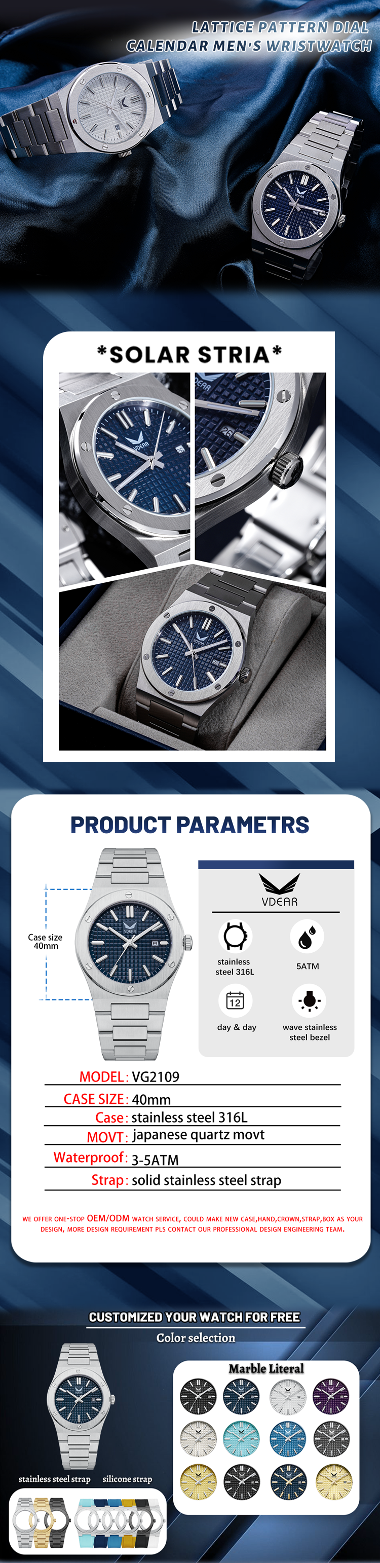 Vdear Double Layer Bezel Fluorescent Scale Watch Grey Checkered Pattern Dial Quartz Watch 10