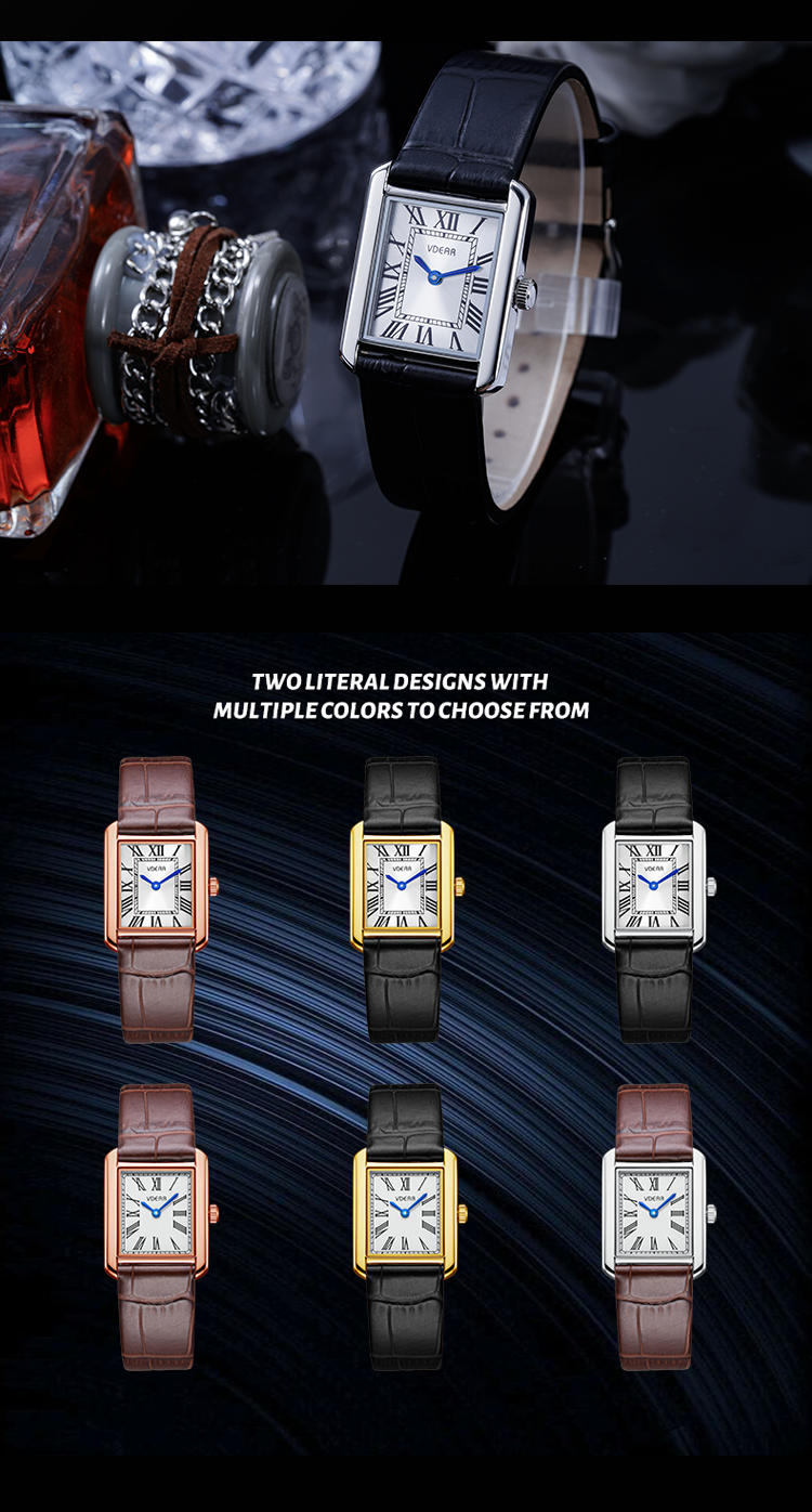 Vdear Square Ultra Thin Case Arabic Sunray Dial Watches Elegant Quartz Waterproof Classic Luxury Watch 14