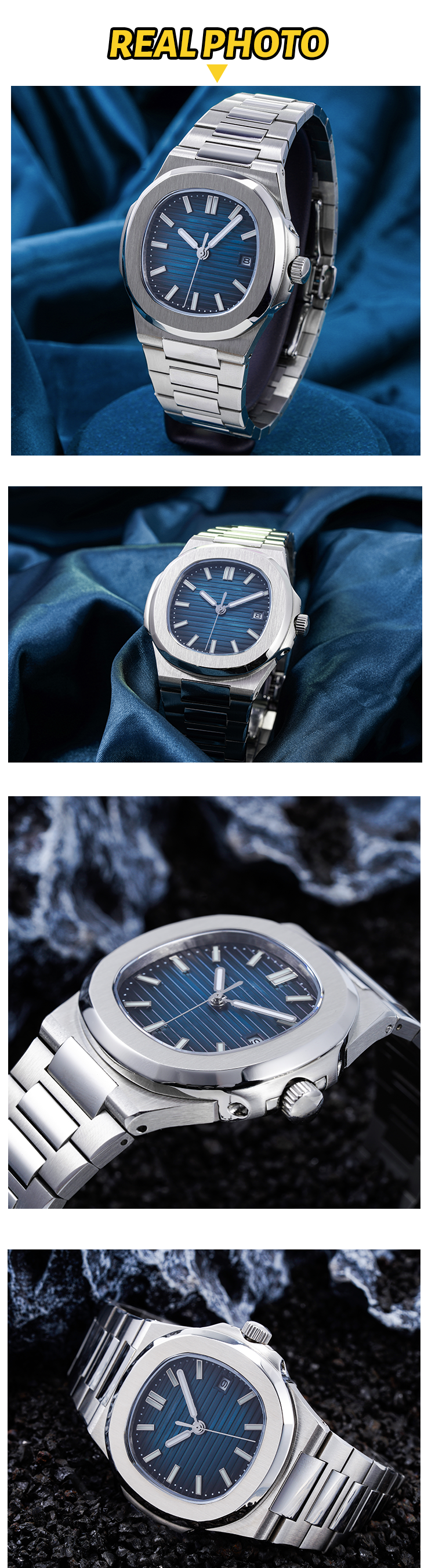 High Quality Watch Manufacturer 316L Stainless Steel Mens Watch With Navy Blue Dial 13