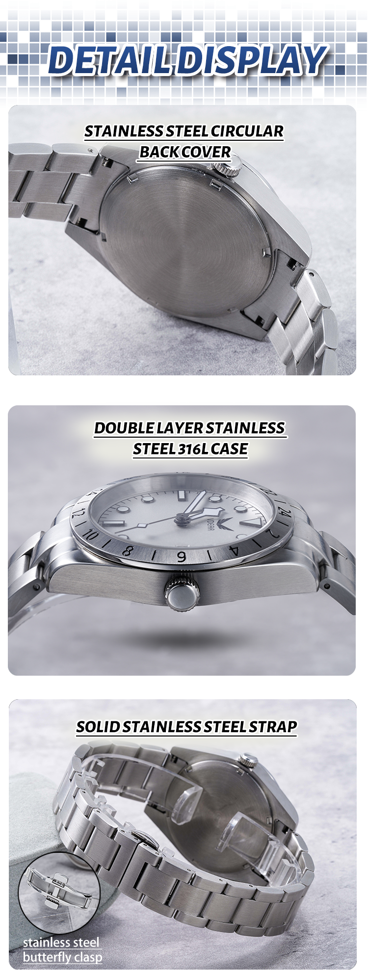 Luminous Waterproof Men Quartz Watches, Quartz Stainless Steel Wristwatch 13