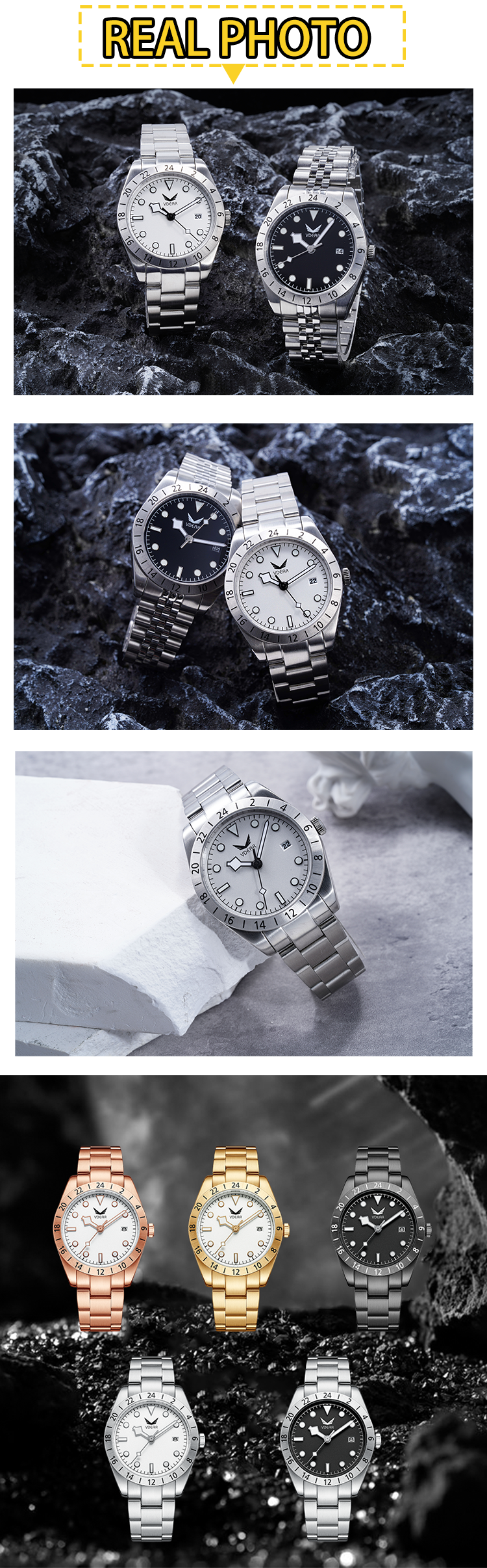 Luminous Waterproof Men Quartz Watches, Quartz Stainless Steel Wristwatch 14