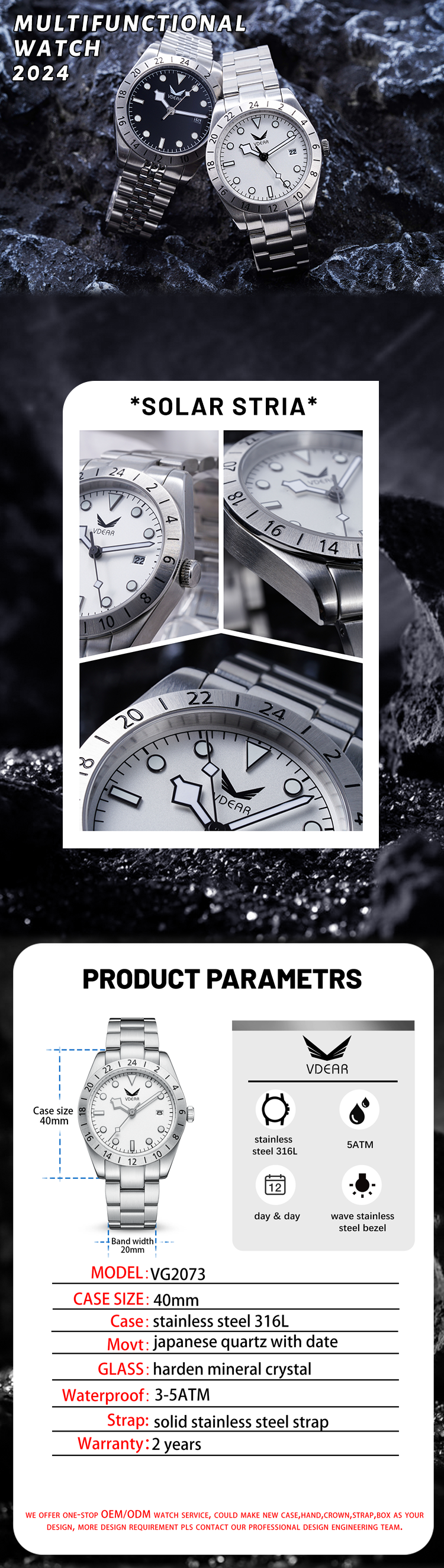 Luminous Waterproof Men Quartz Watches, Quartz Stainless Steel Wristwatch 10