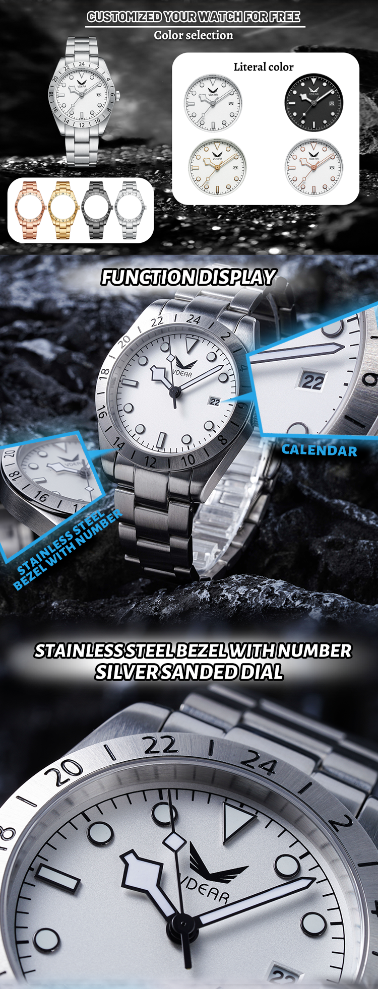 Luminous Waterproof Men Quartz Watches, Quartz Stainless Steel Wristwatch 11