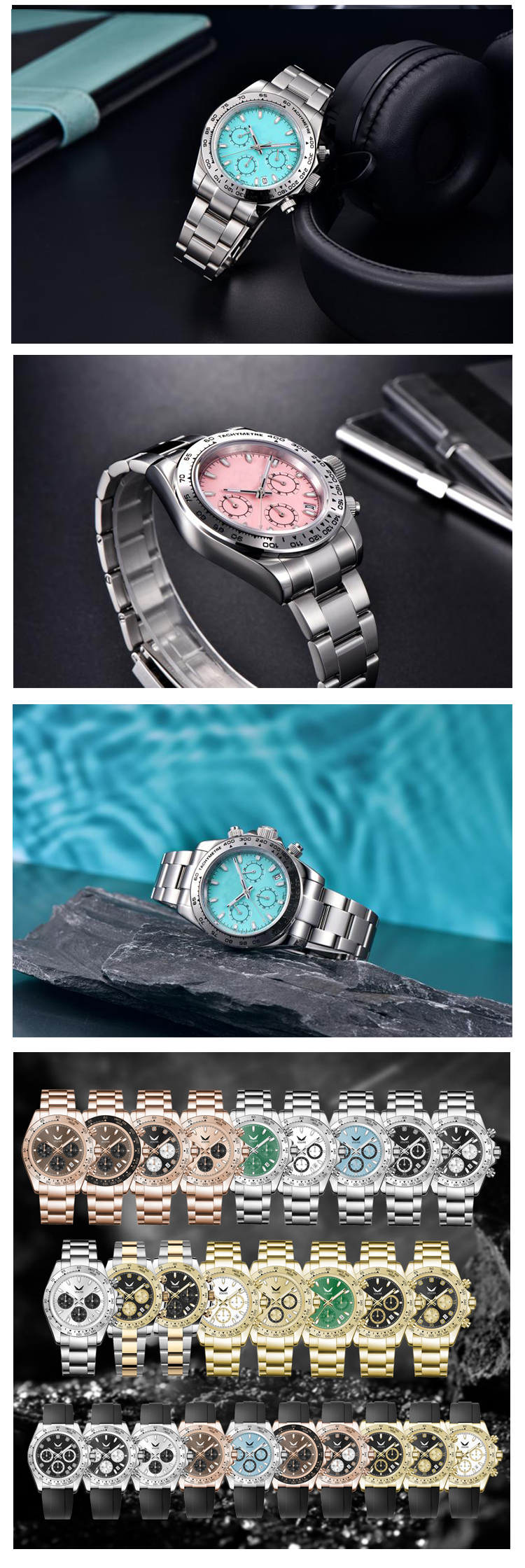 Vdear Male Quartz Wristwatch High Quality Chronograph Luxury Waterproof Small Three Pins Luminous Hands with Calendar 13