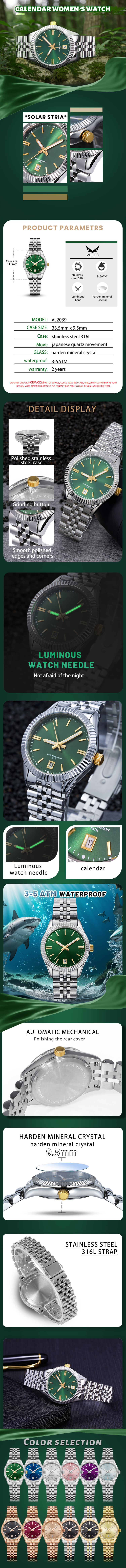 Vdear Best Quality Small Watch For Women Rose Gold Steel Dial With Wine Red Dial Calendar Luminous Waterproof Watch 10