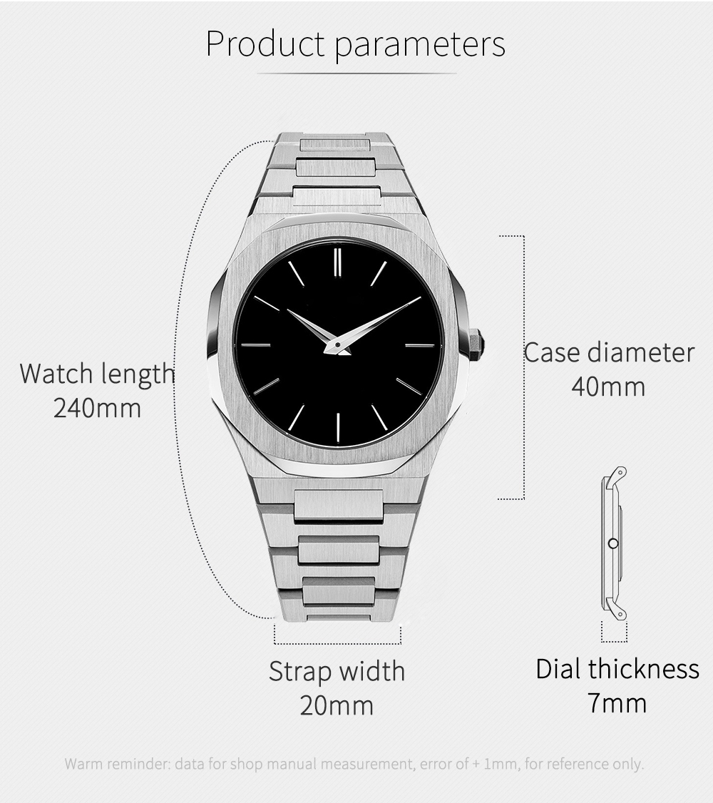 VDEAR - Japan movt stainless steel back sr626sw stainless steel luxury case back water proof watch custom design your own watch face others 10