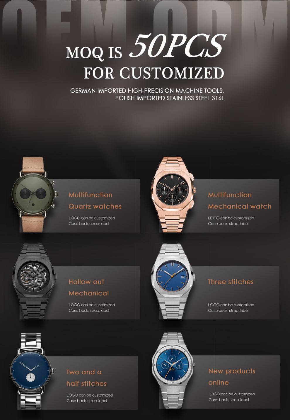 VDEAR - Japan movt stainless steel back sr626sw stainless steel luxury case back water proof watch custom design your own watch face others 26