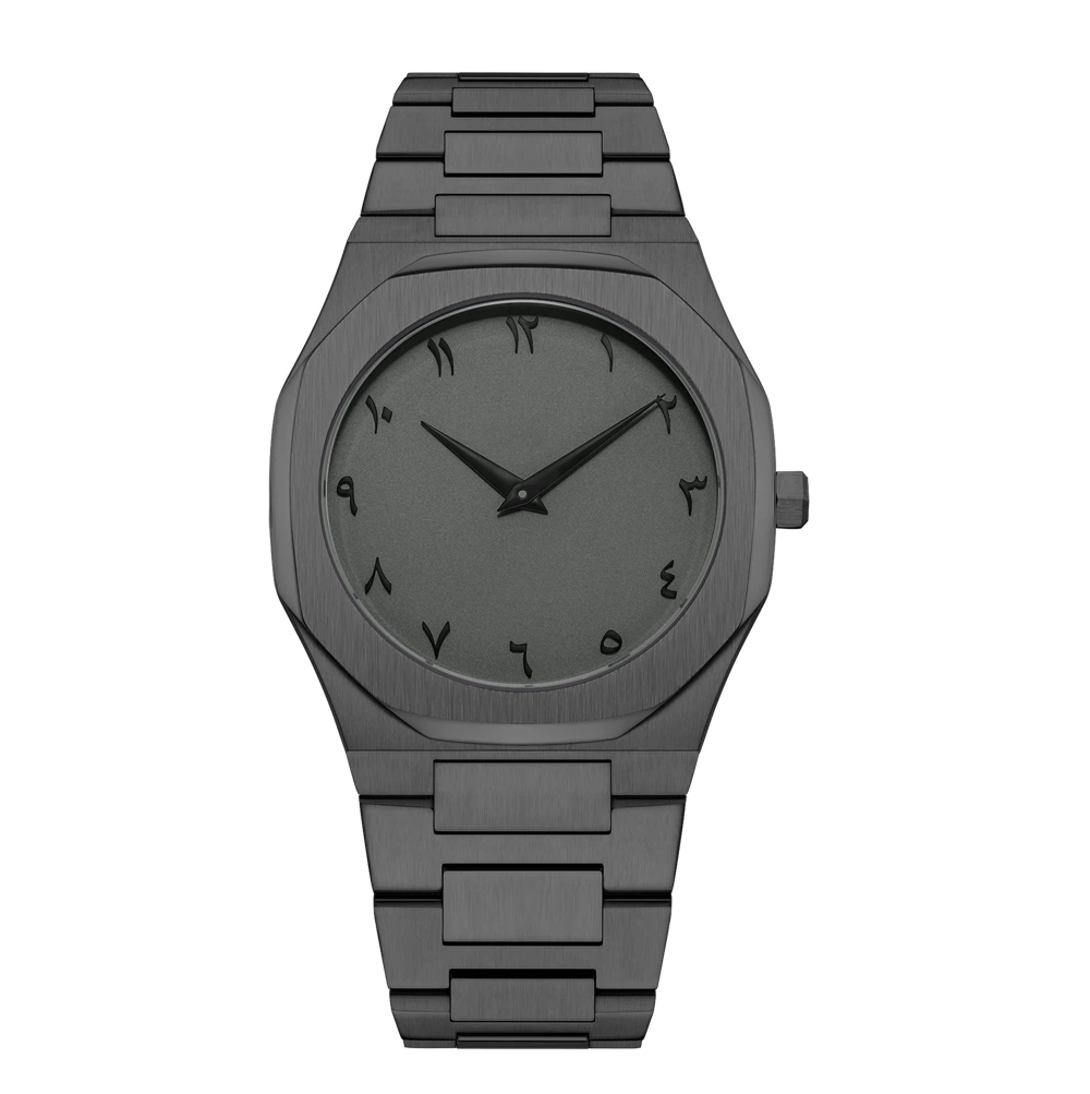 Vdear All Black Arabic Dial Ultra Thin Quartz Watch Minimalist Design Men Watch Stainless Steel Case Watch 1