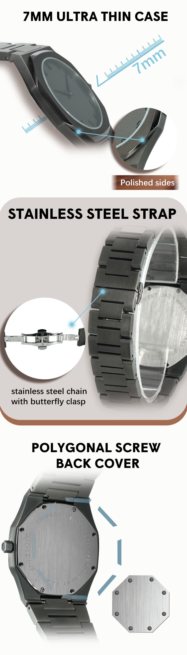 Vdear All Black Arabic Dial Ultra Thin Quartz Watch Minimalist Design Men Watch Stainless Steel Case Watch 11