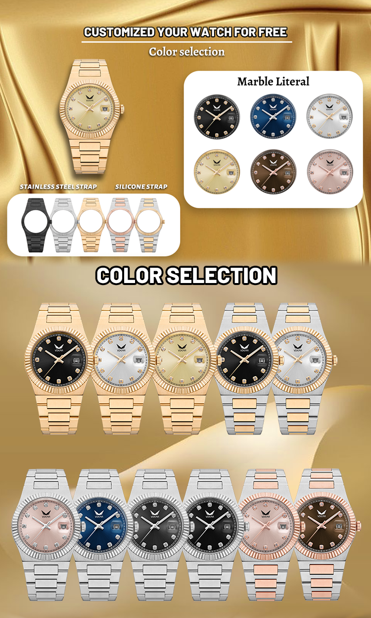 VDEAR Wave Bezel Diamond Watch: Quartz Rose Gold 11