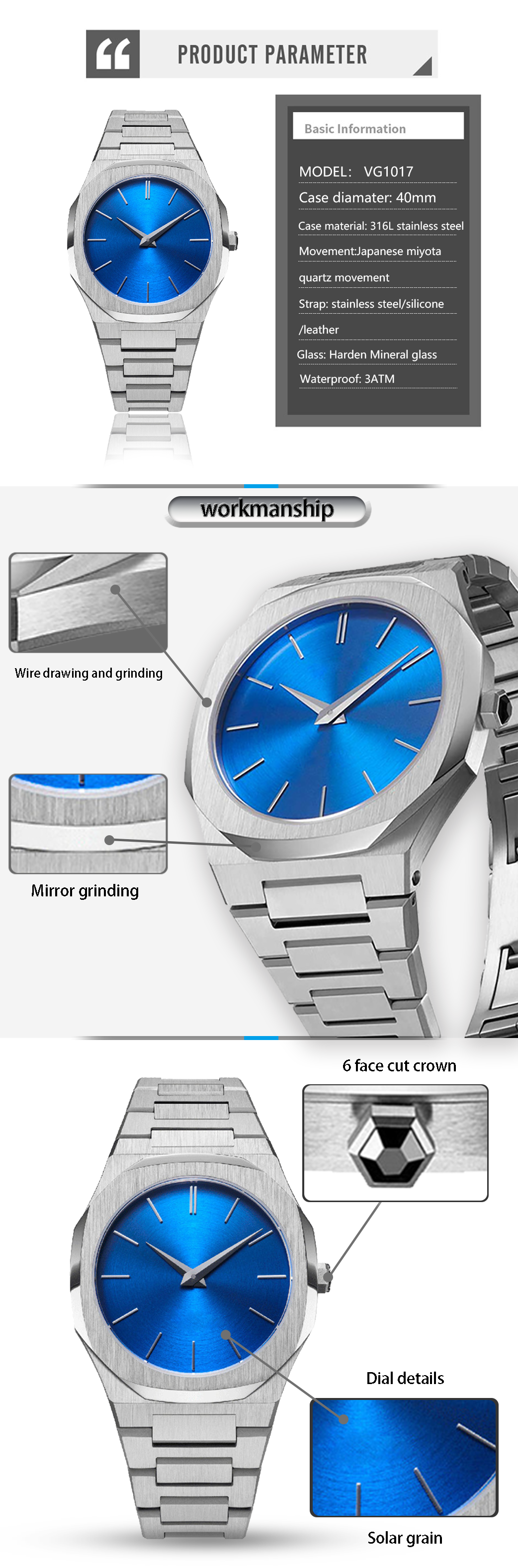 Vdear Simple Quartz Sunray Dial Watch Classic Simple Nylon Strap Black Faced Waterproof Fashion Luxury Custom Logo Watch 8